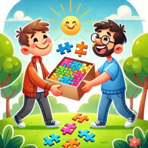 Sharing free jigsaw puzzles is at a puzzle library