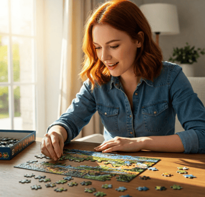 Missy Walker playing puzzles